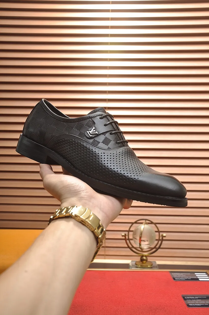 Men's shoes💰460💶【LOUIS VUITTON】(sheepskin lining) new cowhide LV formal shoes🎩🎩❗️🆘made one to one at the counter🎩original quality, imported cowhide upper➕full sheepskin lining➕original rubber outsole, {high quality visible}👣Size: 38-45 (45 custom-made)